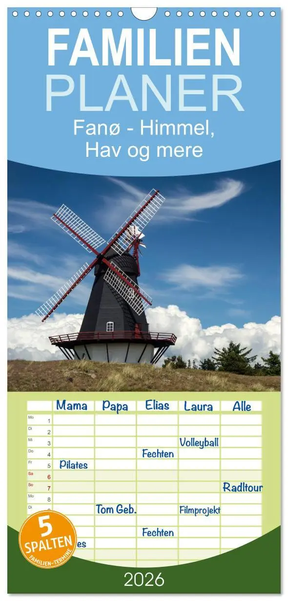 Cover: 9783516513929 | Familienplaner 2026 - Fanø - Himmel, Hav og mere mit 5 Spalten...